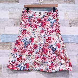 Disney Vintage Floral Denim Flared Midi Skirt Mickey Mouse Donaldson Womens 29